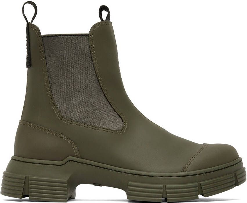 GANNI Khaki City Ankle Boots - Picture 5