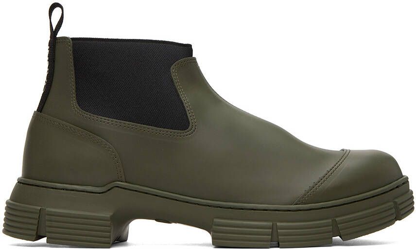 GANNI Khaki City Chelsea Boots - Picture 6