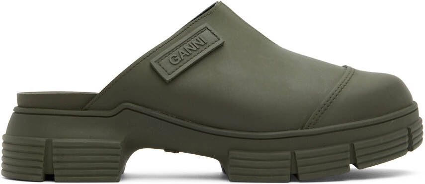 GANNI Khaki City Slippers - Picture 5