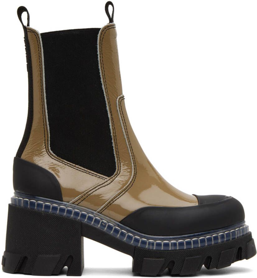 GANNI Khaki Cleated Boots - Picture 3