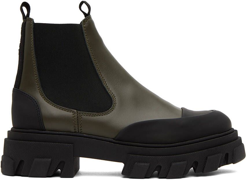 GANNI Khaki Low Chelsea Boots - Picture 3
