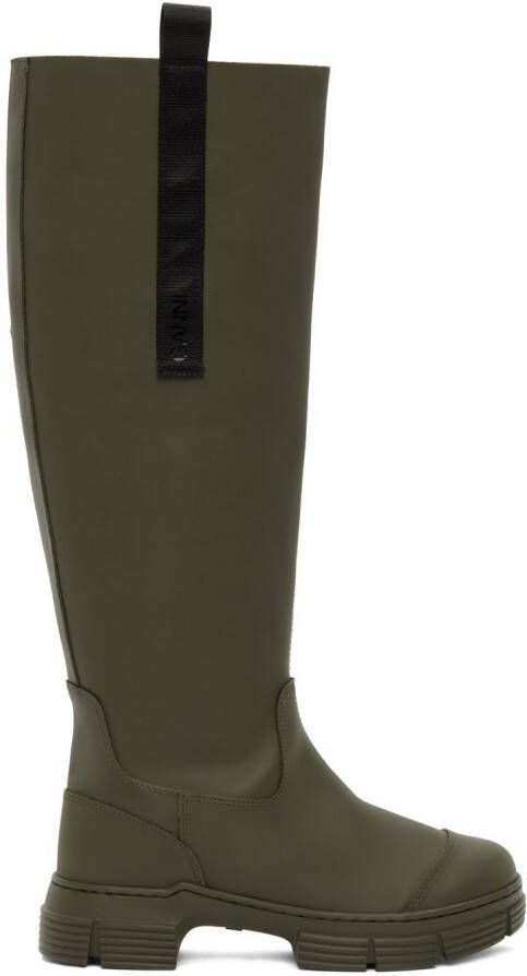 GANNI Khaki Recycled Rubber Country Boots - Picture 5