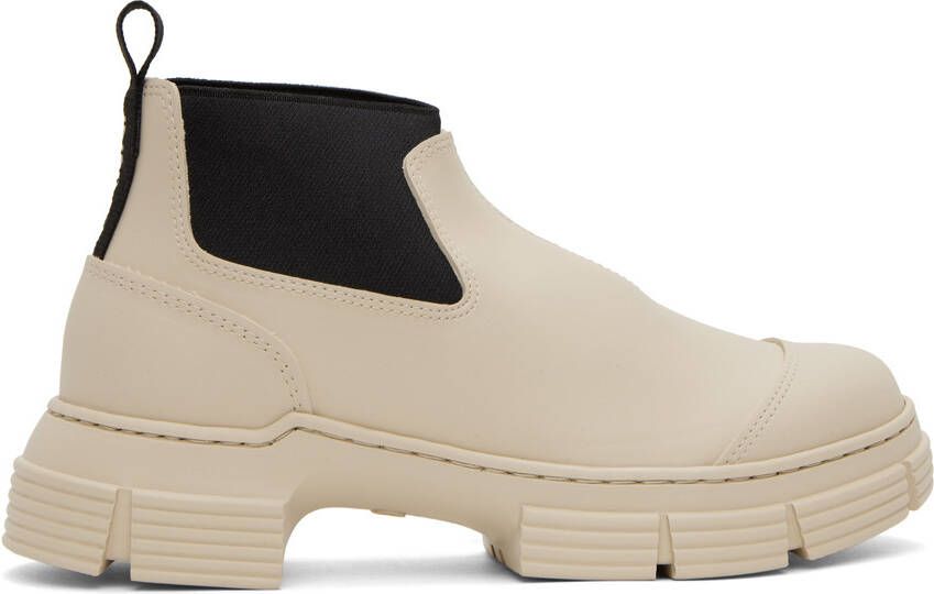 GANNI Off-White Crop City Boots - Picture 5