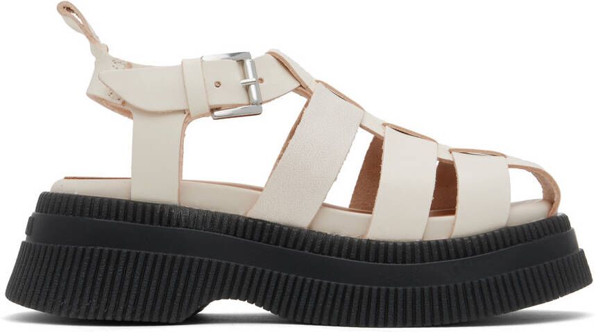 GANNI Off-White Grid Sandals - Picture 5