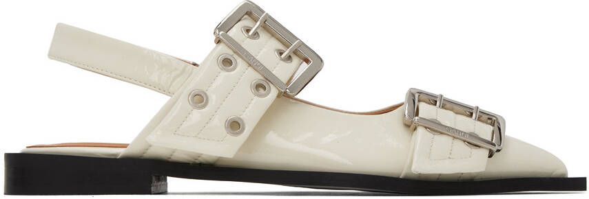 GANNI Off-White Wide Welt Buckle Loafers - Picture 4