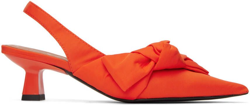 GANNI Orange Soft Bow Heels - Picture 5