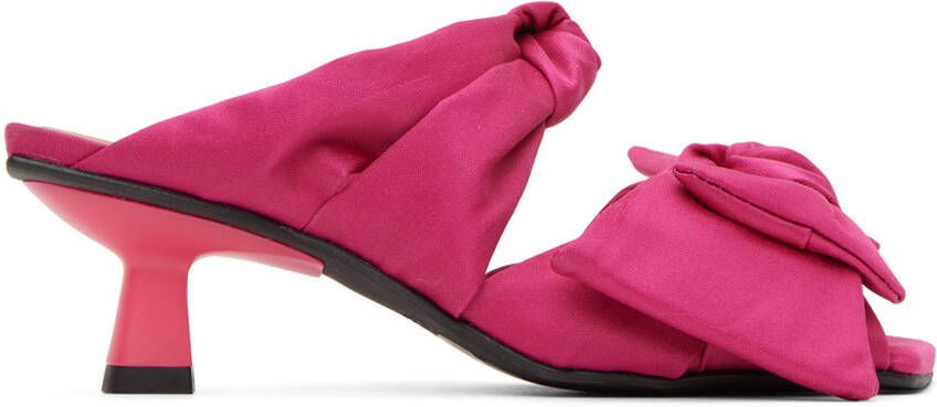 GANNI Pink Soft Bow Mules - Picture 5