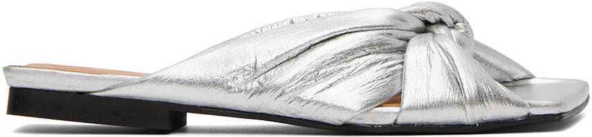 GANNI Silver Soft Knot Mules - Picture 5