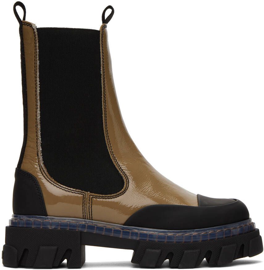 GANNI Taupe Cleated Chelsea Boots - Picture 5