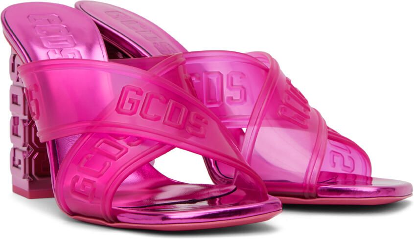 GCDS Pink Transpallic Criss-Cross Heeled Sandals - Picture 2