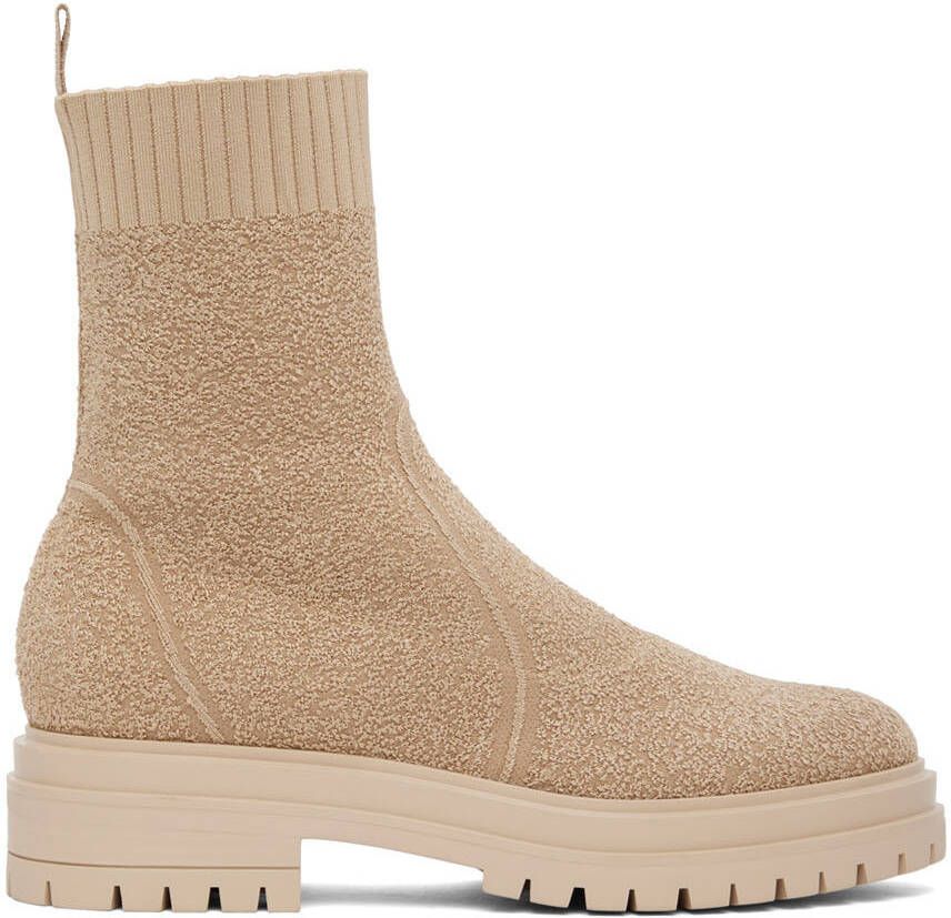 Gianvito Rossi Beige Torrance Sock Boots