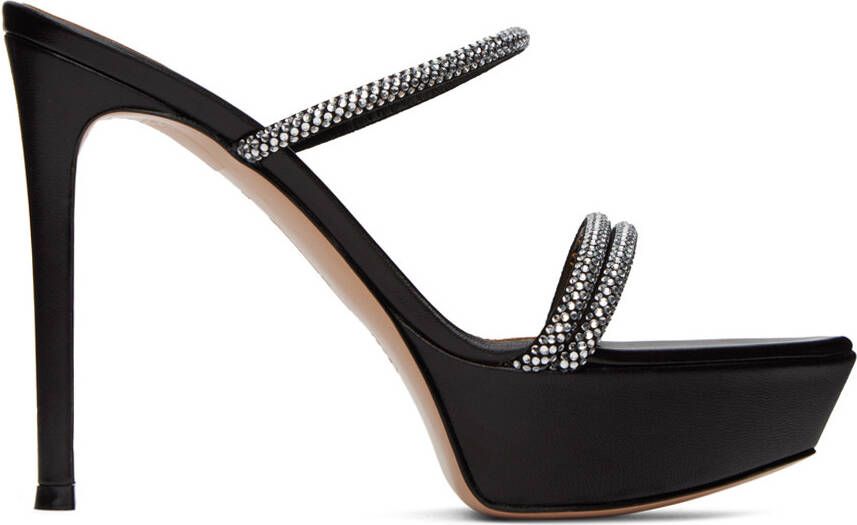 Gianvito Rossi Black Camoscio Heeled Sandals