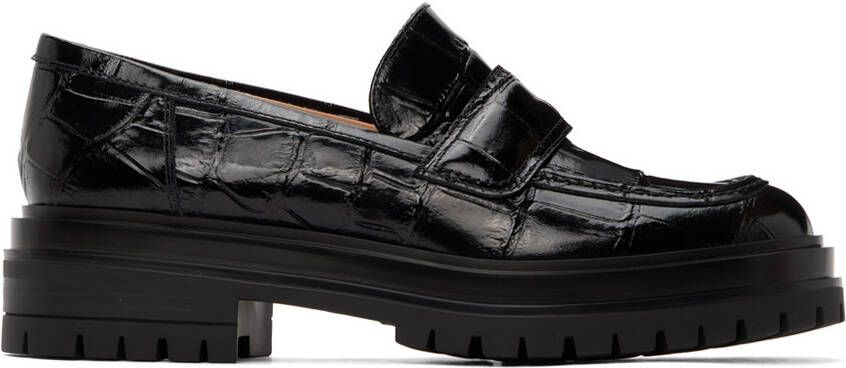 Gianvito Rossi Black Croc Argo Loafers - Picture 3