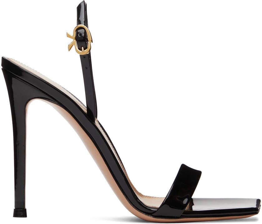 Gianvito Rossi Black Ribbon 105 Heeled Sandals - Picture 5