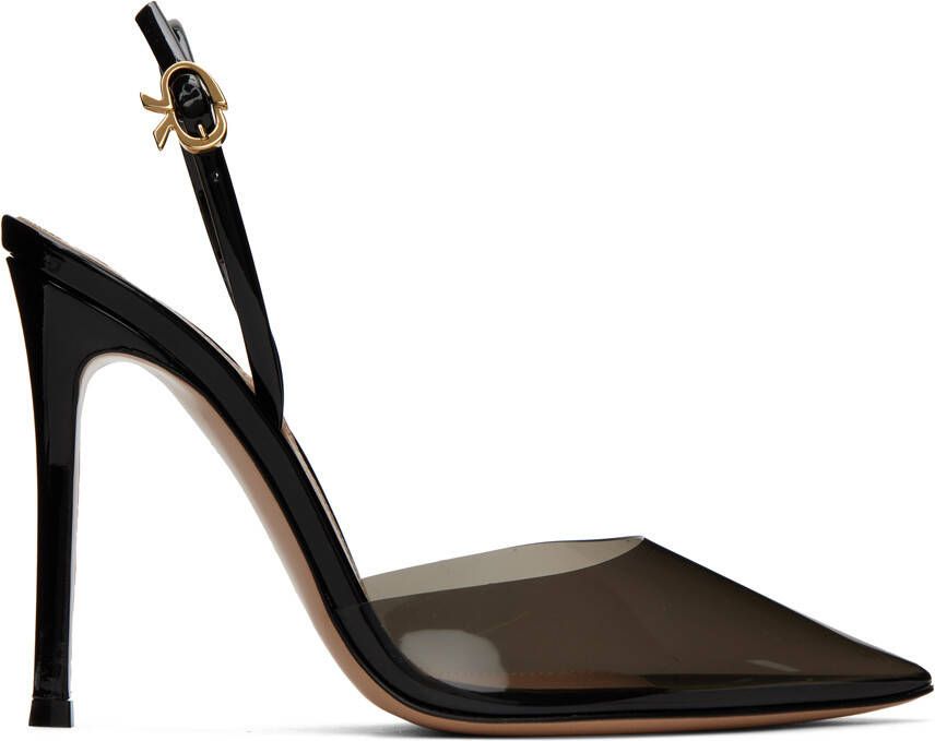 Gianvito Rossi Black Ribbon D'Orsay 105 Heels