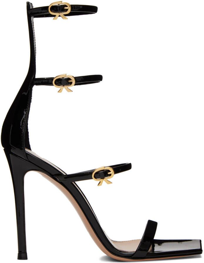 Gianvito Rossi Black Ribbon Uptown 105 Heeled Sandals - Picture 5
