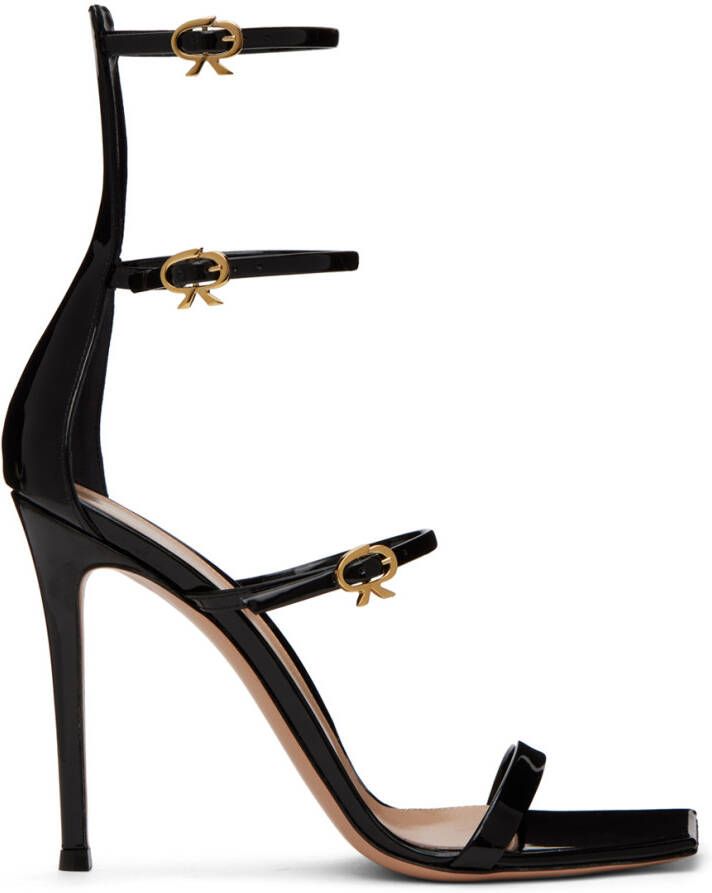 Gianvito Rossi Black Ribbon Uptown Heeled Sandals - Picture 3