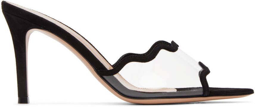 Gianvito Rossi Black Scalloped Heeled Sandals