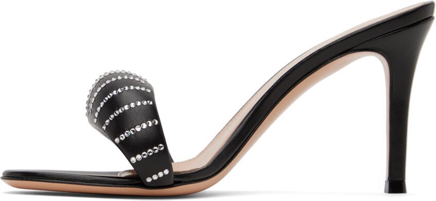 Gianvito Rossi Black Bijoux Crystal Heeled Sandals - Picture 3