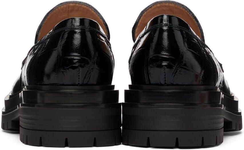 Gianvito Rossi Black Croc Argo Loafers