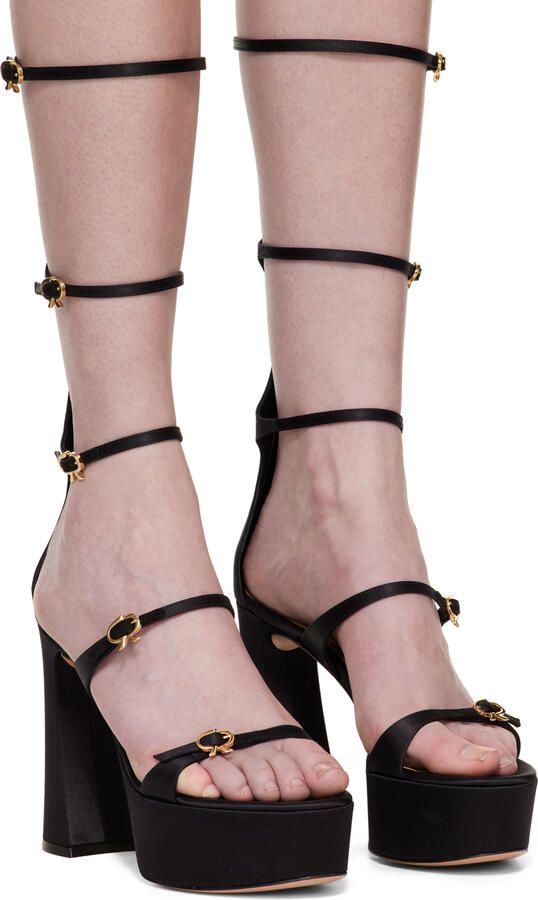 Gianvito Rossi Black Maddy Gladiator Heeled Sandals