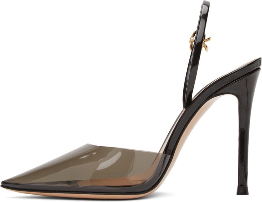 Gianvito Rossi Black Ribbon D'Orsay Plexi 105 Heels - Picture 4