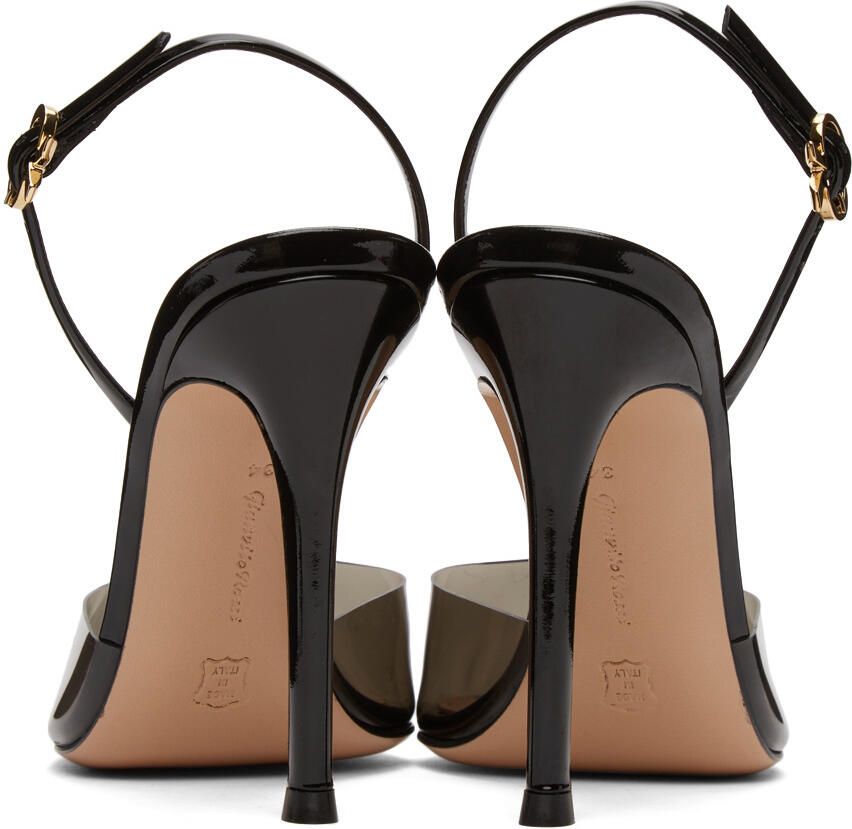 Gianvito Rossi Black Ribbon D'Orsay Plexi 105 Heels - Picture 2