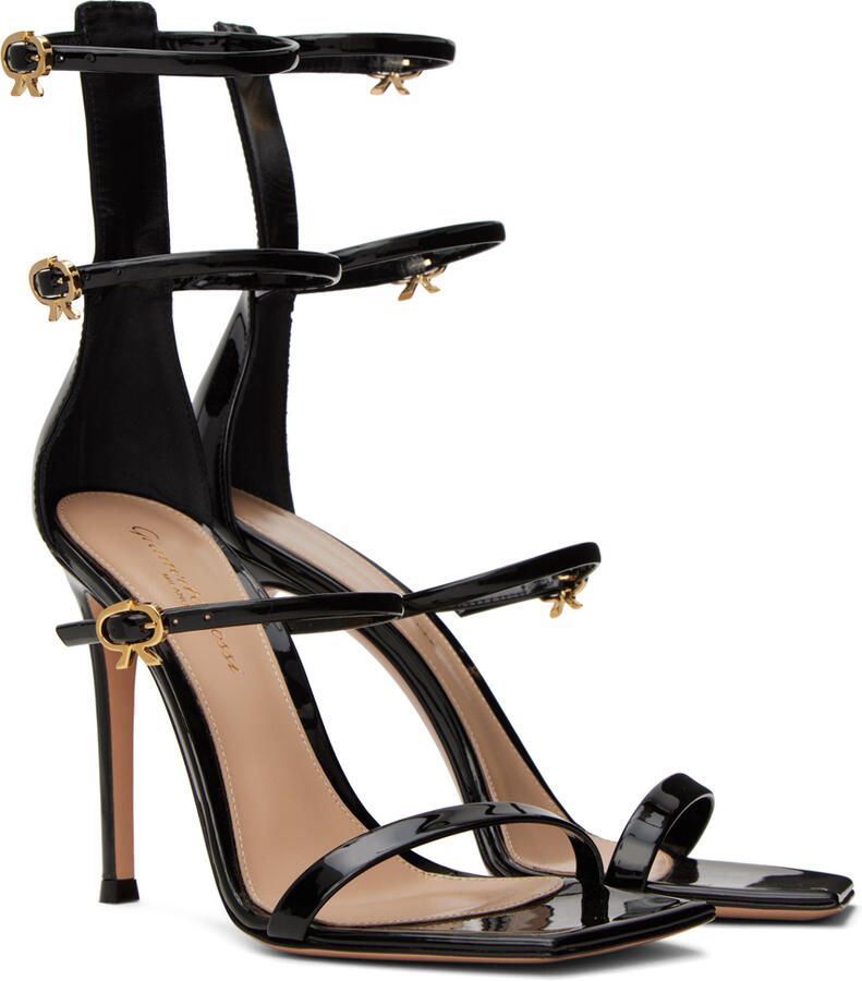 Gianvito Rossi Black Ribbon Uptown 105 Heeled Sandals