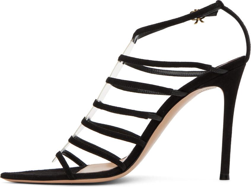Gianvito Rossi Black Suede Heeled Sandals - Picture 3