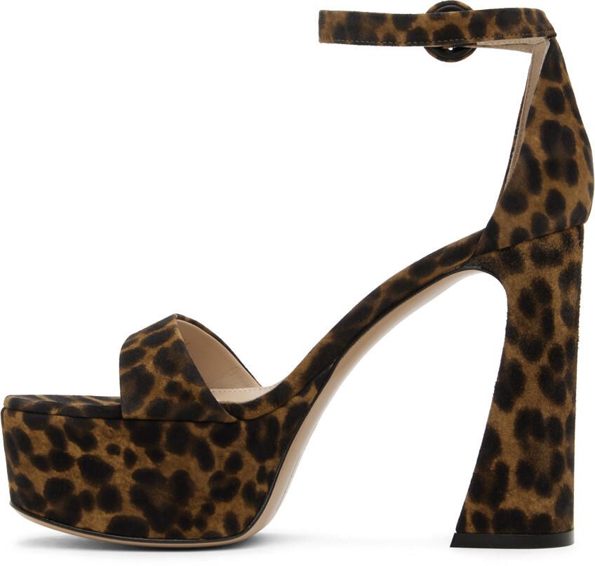 Gianvito Rossi Brown Leopard Print Heeled Sandals - Picture 2