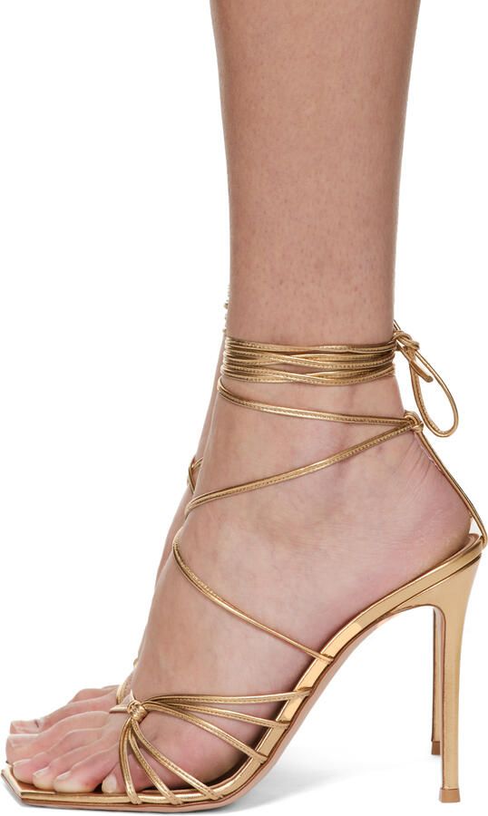Gianvito Rossi Gold Metallic Sylvie Heeled Sandals - Picture 2