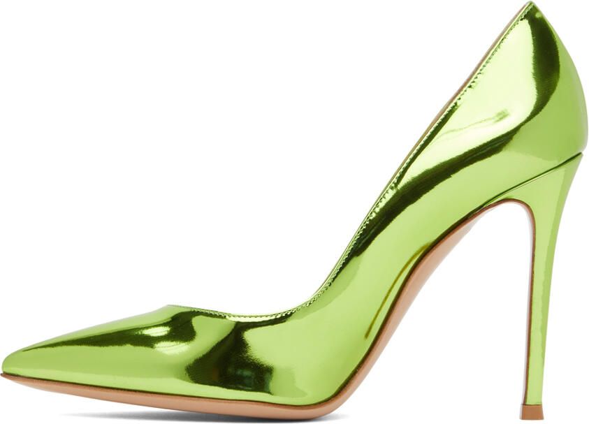 Gianvito Rossi Green Leather Gianvito 105 Heels - Picture 3