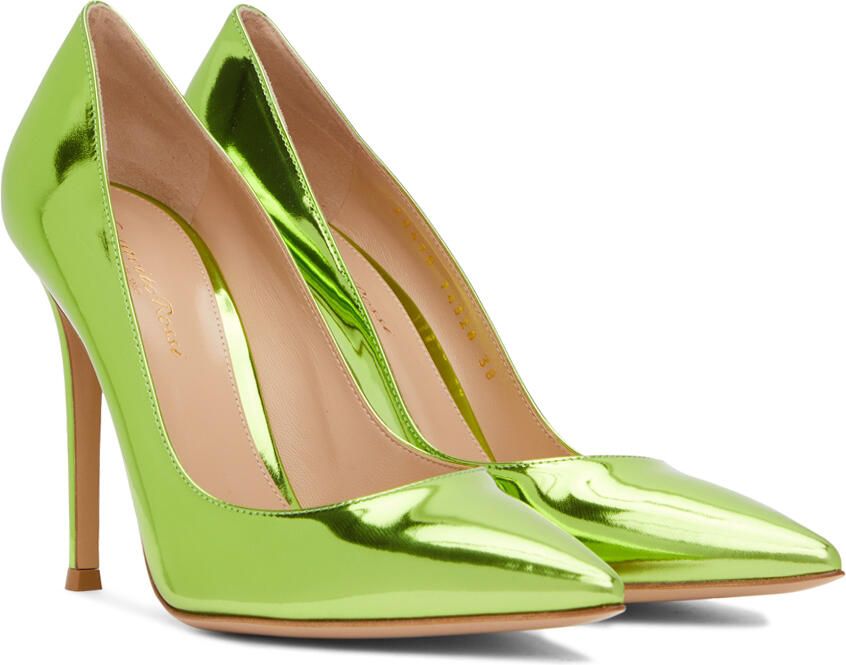 Gianvito Rossi Green Leather Gianvito 105 Heels - Picture 2