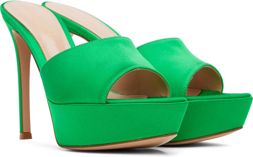 Gianvito Rossi Green Platform Heeled Sandals - Picture 2