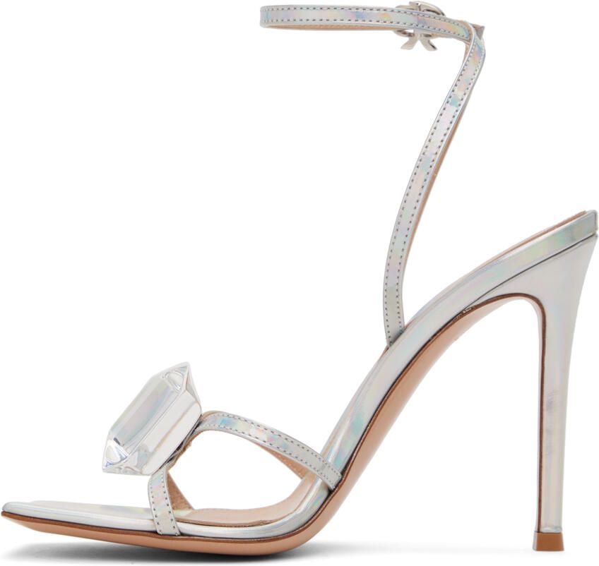 Gianvito Rossi Silver Jaipur 105 Heeled Sandals - Picture 3