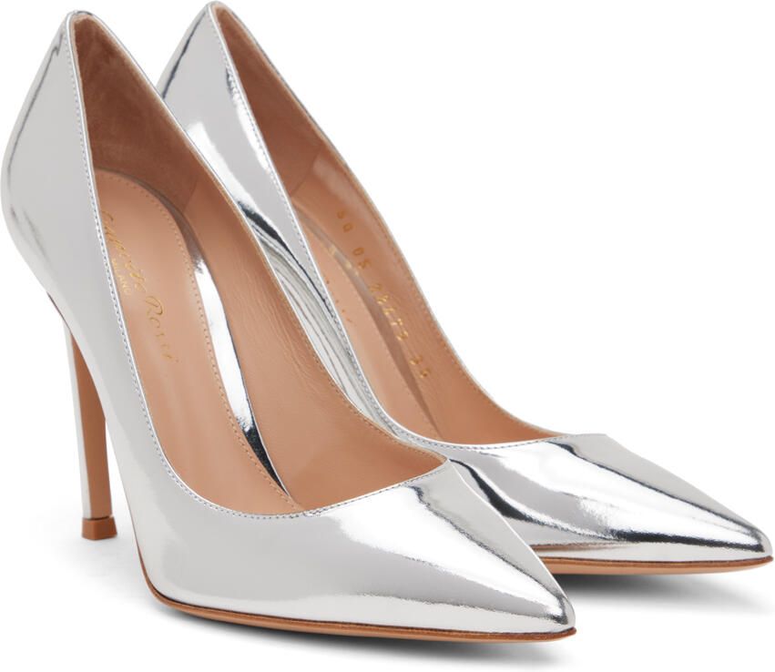 Gianvito Rossi Silver Pointed Heels - Picture 2