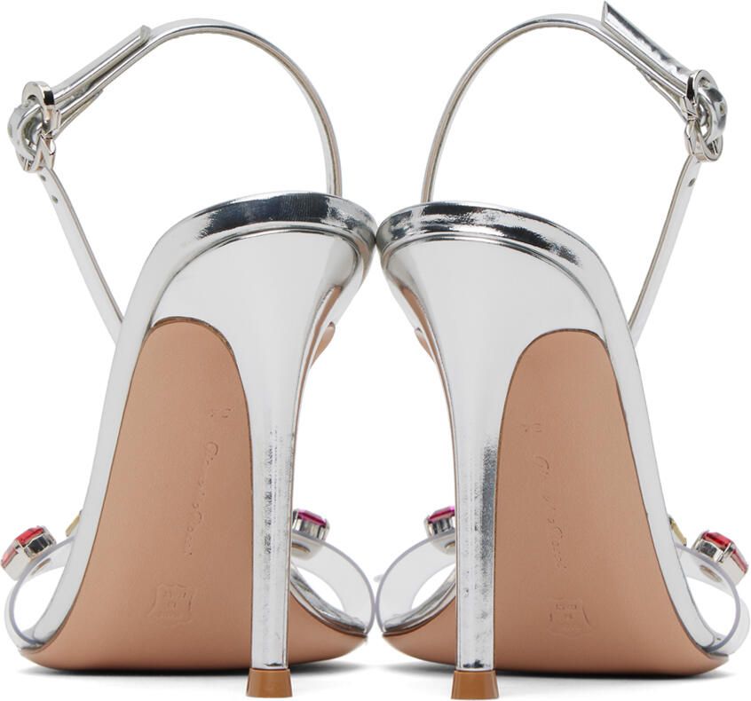 Gianvito Rossi Silver Ribbon Candy Heeled Sandals