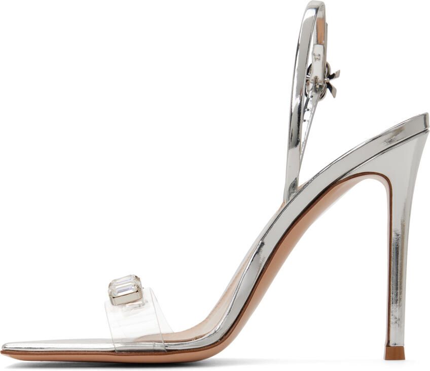 Gianvito Rossi Silver Ribbon Candy Heeled Sandals - Picture 3