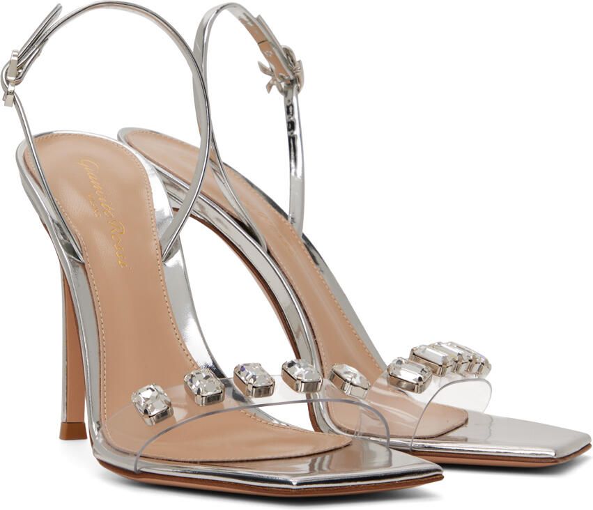 Gianvito Rossi Silver Ribbon Candy Heeled Sandals - Picture 2