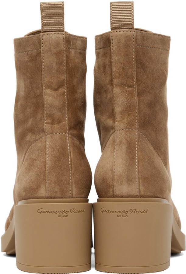 Gianvito Rossi Tan Suede Foster Ankle Boots - Picture 3