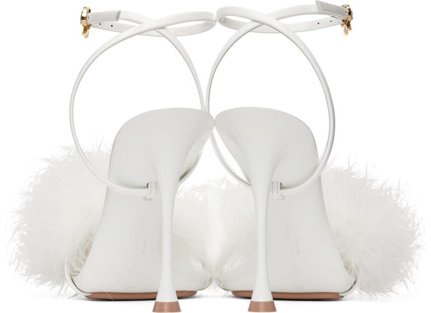 Gianvito Rossi White Spice Plume Heeled Sandals - Picture 3