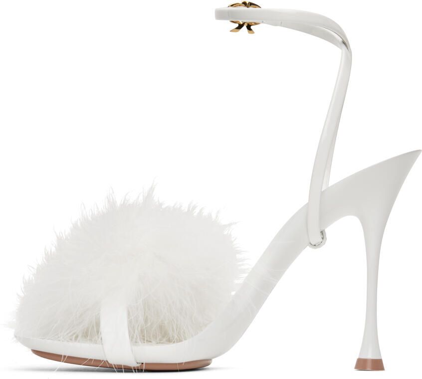 Gianvito Rossi White Spice Plume Heeled Sandals - Picture 2