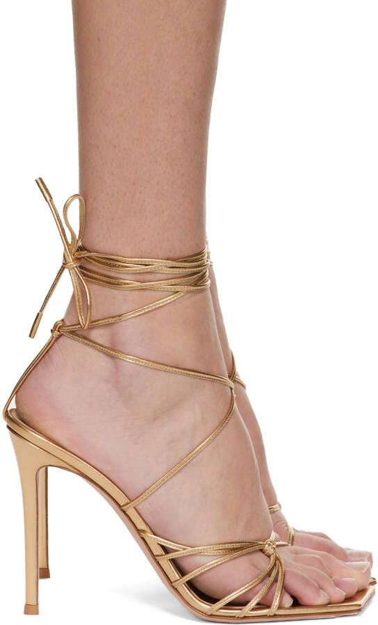 Gianvito Rossi Gold Metallic Sylvie Heeled Sandals - Picture 5