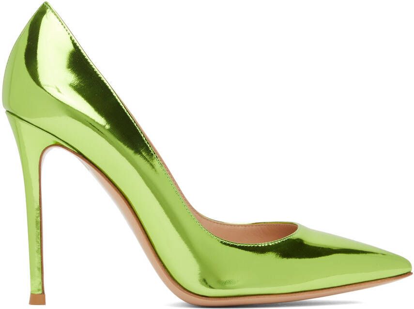 Gianvito Rossi Green Leather Gianvito 105 Heels - Picture 5