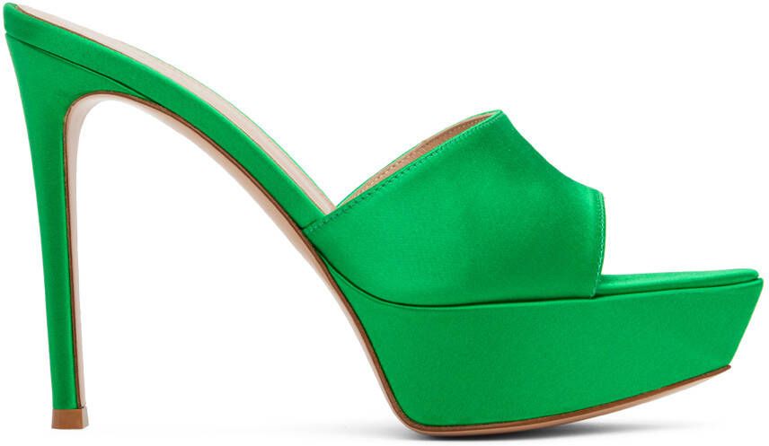 Gianvito Rossi Green Platform Heeled Sandals - Picture 5