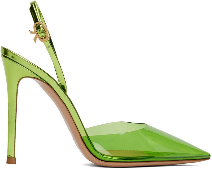 Gianvito Rossi Green Ribbon D'Orsay Heels - Picture 5