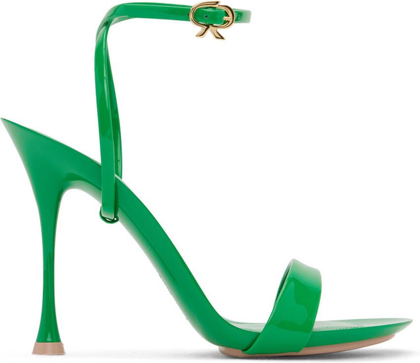 Gianvito Rossi Green Spice Ribbon Heeled Sandals - Picture 5