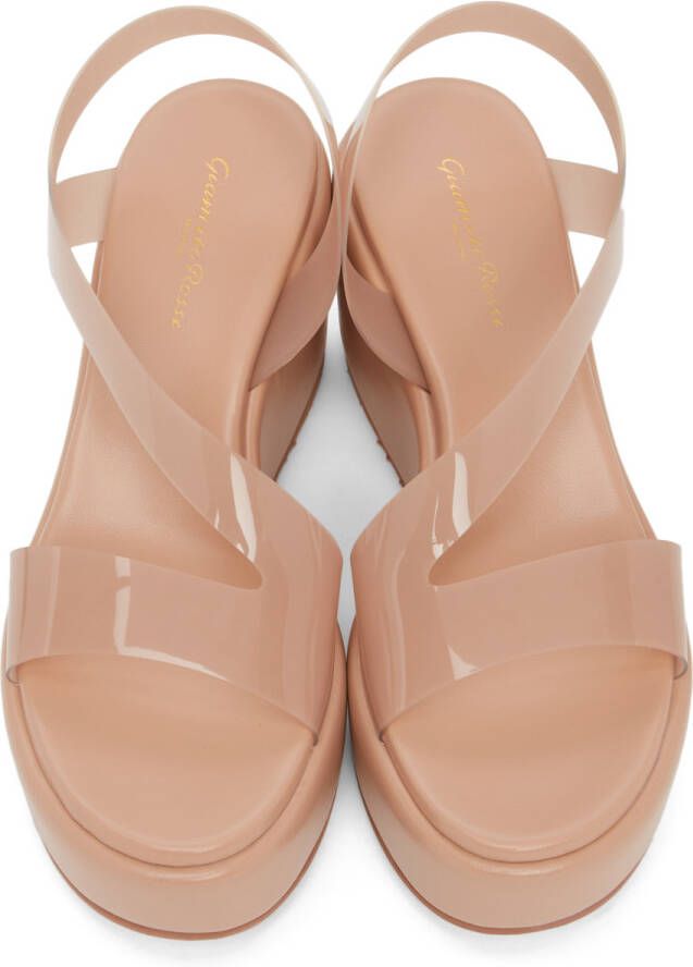 Gianvito Rossi Pink Metropolis 45 Wedge Sandals - Picture 6