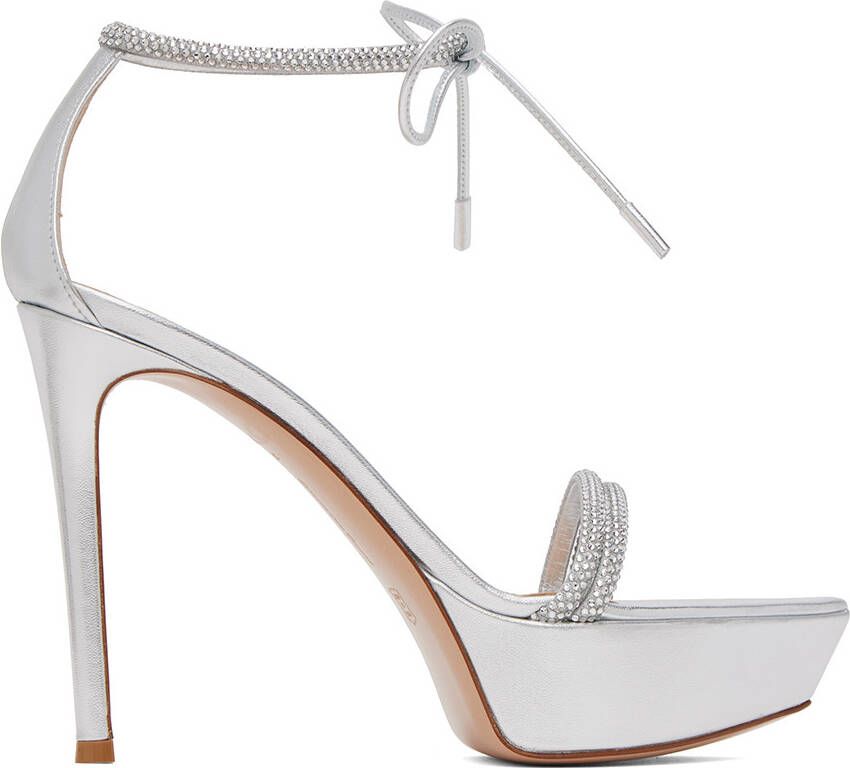 Gianvito Rossi Silver Burma Heeled Sandals - Picture 6