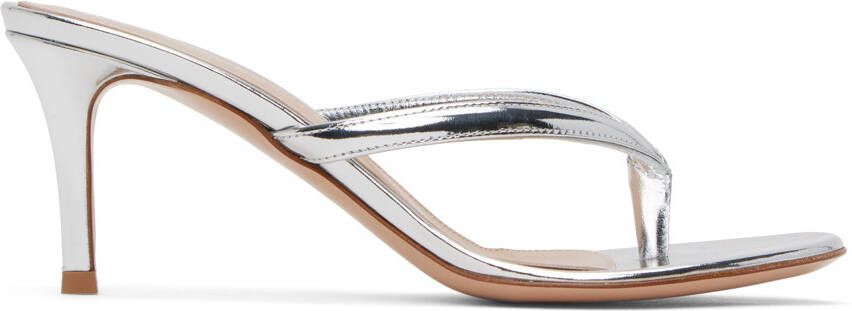Gianvito Rossi Silver Calypso Heeled Sandals - Picture 5